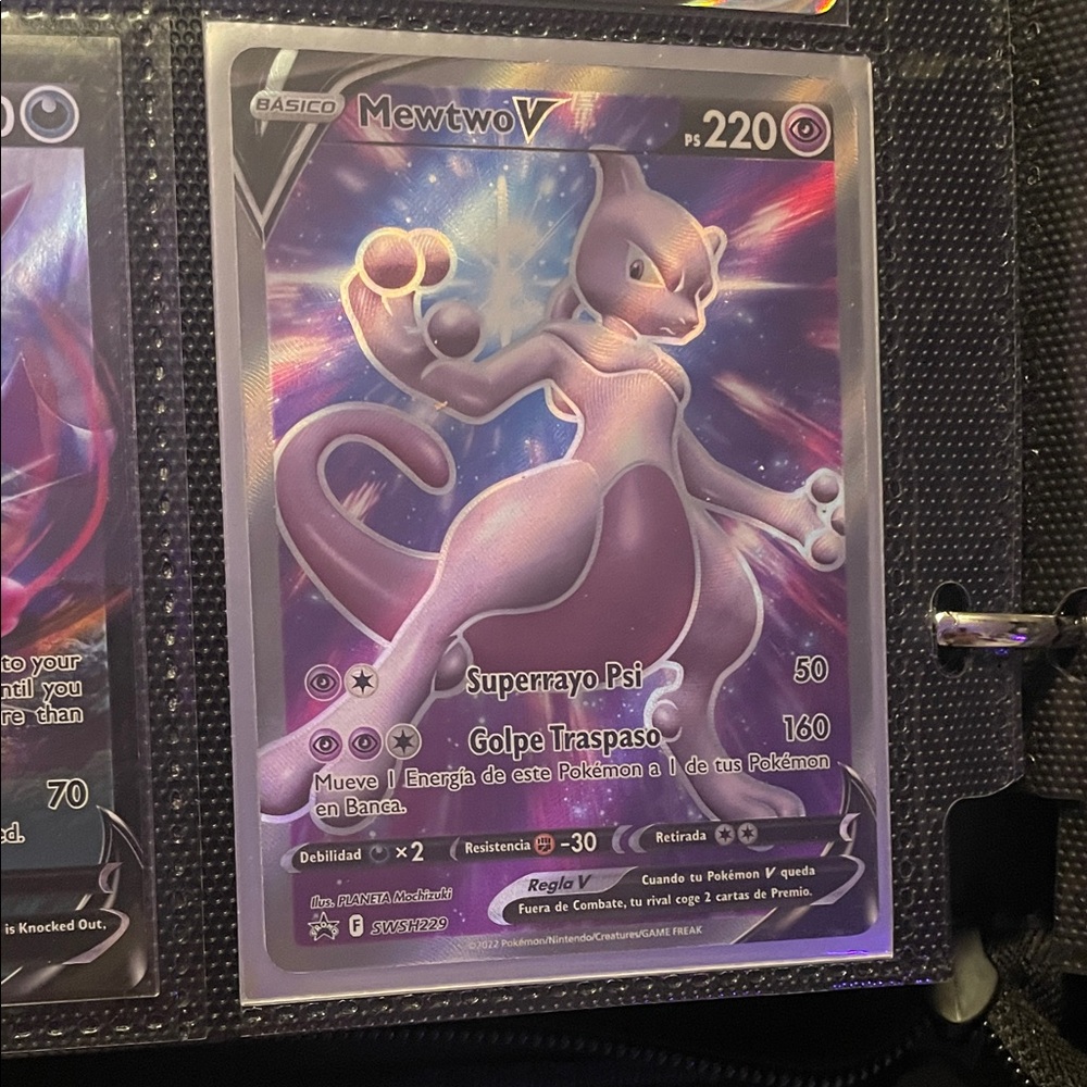 Pokemon Mewtwo V Trading Card - Purple and Silver